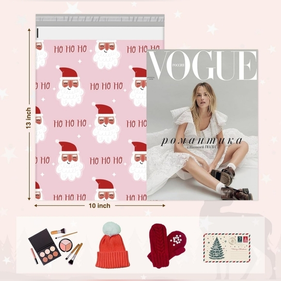 10x13 Christmas Santa Claus Poly Mailers - Picture 2 of 5